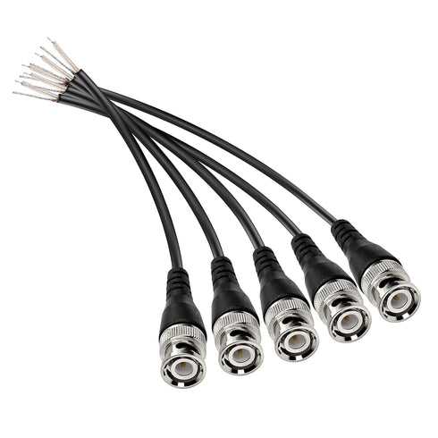 MEIRIYFA BNC Pigtail Cable Bare Wire, BNC Male Coaxial Connector Extension Plug with Open End Wire for CCTV Camera Terminal Adpater (5pcs BNC Male...