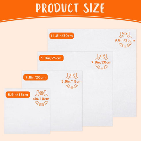 16 PCS Embroidery Fabric, Pre-Cut White Natural Cotton Embroidery Cloth Fabric, 4 Different Sizes 5.9 to 11.8inch, Embroidery Cloth Squares for Em...