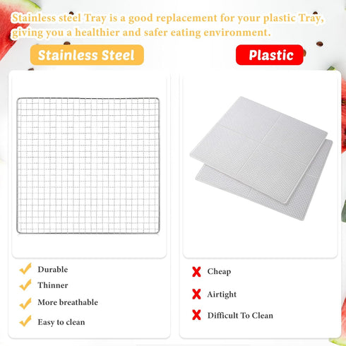 13 x 12 Inches Dehydrator Trays Compatible with CP267-FD Only Stainless Steel Dehydrator Drying Mesh Screens Stainless Steel Tray for Dehydrator D...