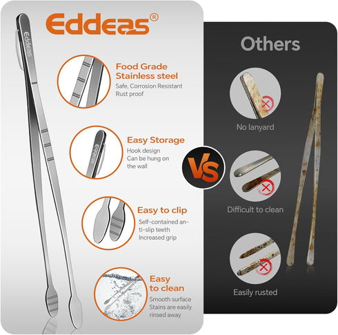 Kitchen Tweezers Tongs, Cooking Tweezers Stainless Steel - 3 Size 12'' 10'' & 8 inch Ideal for Meat, pasta, plating and pinching delicate small pi...