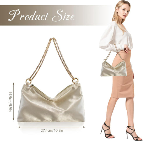 FEICHANGHAO Women's Satin Evening Handbag Shoulder Bag Wedding Prom Formal Clutch Party Purses...