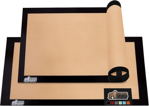 Gorilla Grip BPA-Free Reusable Silicone Baking Mat, 2/3 Sheet, Nonstick Liner for Oven Cookie Sheets, Heat Resistant, No Oil Greasing Needed, Easy...