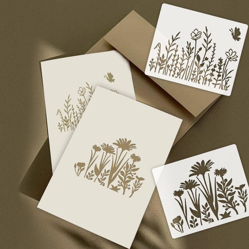 16 Pieces Wildflower Stencils for Painting, Reusable Small Spring Wild Flower Stencils Wall Stencils, DIY Small Drawing Template Stencil for Paint...