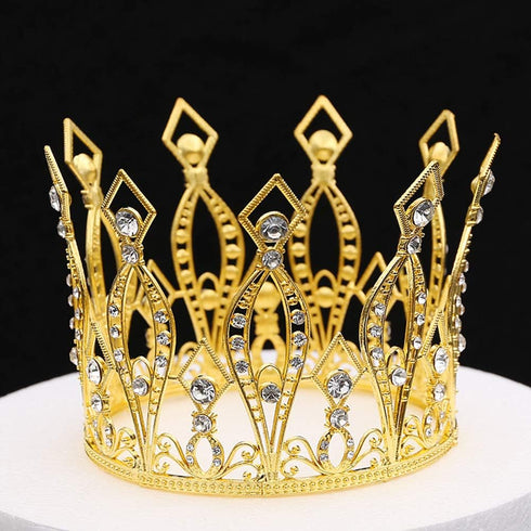 JANOU Crown Tiara Cake Topper Crystal Children Hair Ornaments for Wedding Birthday Baby Shower Party Cake Decoration (Gold)...