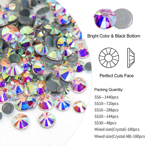 BLINGINBOX 3000pcs Hotfix Rhinestones, Crystal Hotfix Rhinestones Mixed Sizes SS6-SS30 Gems for Clothes and Craft DIY Decorations (Crystal AB)…...