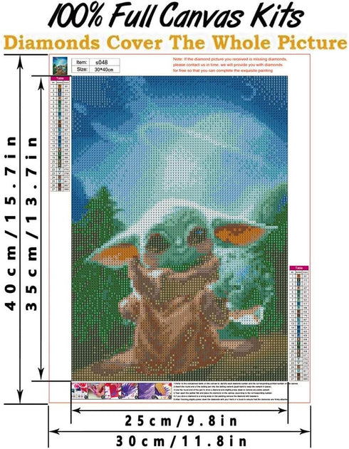QUITEDEW DIY 5D Diamond Painting, Art Craft Kit for Beginners, Alien Baby Theme, Size 16x12inch...