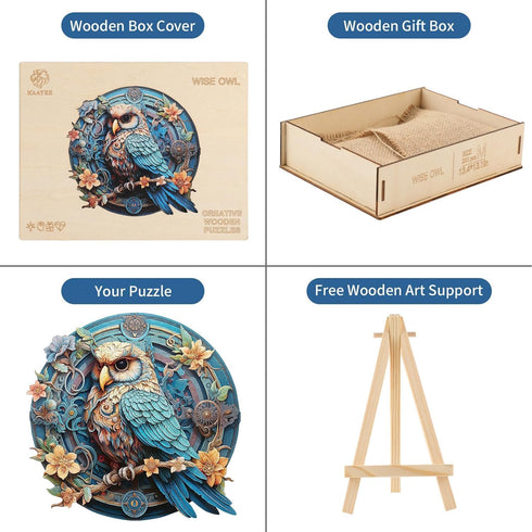 KAAYEE Wooden Jigsaw Puzzles-Wooden Puzzle Adult Unique Shape Advanced Wise Owl Wooden Jigsaw Puzzle for Adult,Family Puzzles 9.7 * 9.4 in 197 pcs...