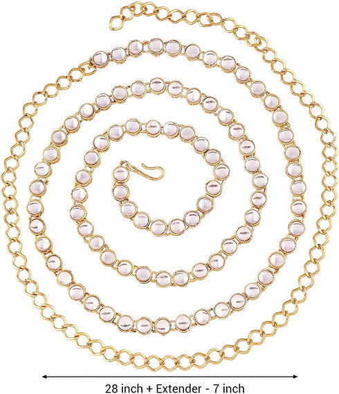 Aheli Ethnic Kundan Waist Chain Kamar Patta Faux Stone Studded Belly Chain Indian Traditional Saree Belt Wedding Party Wear Fashion Jewelry Gift f...