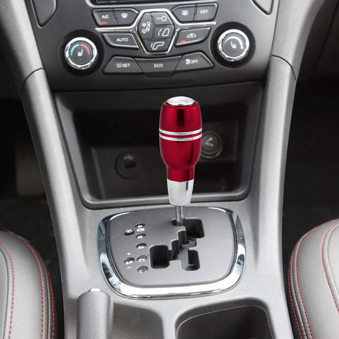 Push Button Car Knob Shifter Handle, Aluminum Alloy Gear Stick Shift Fit Most Automatic Transmissions, Red...