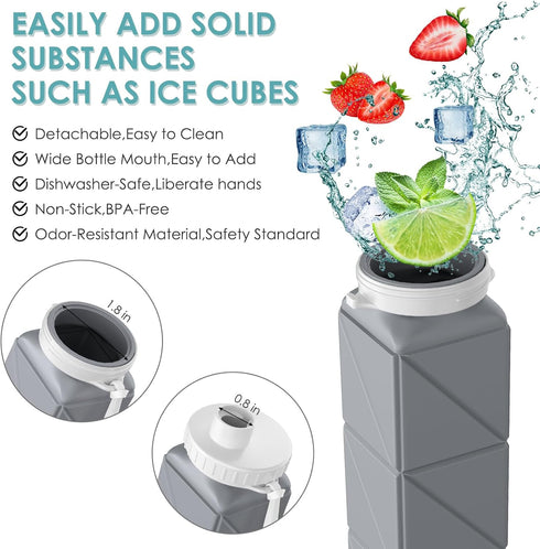 3pcs Collapsible Water Bottles,BPA-Free Leak-Proof Silicone Foldable Water Bottle Cup 20.6oz,Durable Lightweight Bottle for Gym Travel Camping Hik...