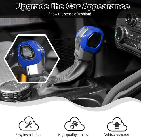 for Ford Bronco Center Console Gear Shifter Knob Cover Trim Decoration Compatible with Ford Bronco Interior Accessories 2021 2022 + (Blue,ABS,2Pcs...