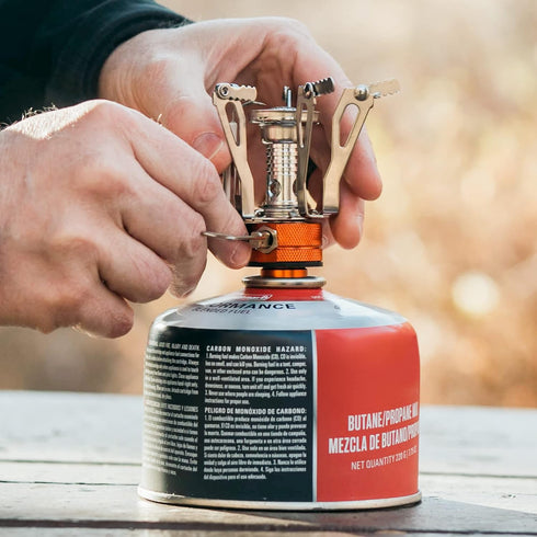 MalloMe Backpacking Stove - Portable Camping Stove - Small Backpack Camp Single Burner for Propane Butane Isobutane Fuel Canister - Mini Pocket Ro...