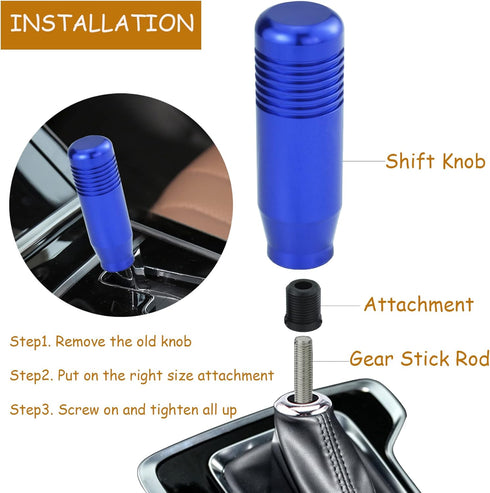 Shift Knob Long Aluminum Shifter Gear Lever Handle for Most Manual Automatic Vehicles (Blue)...