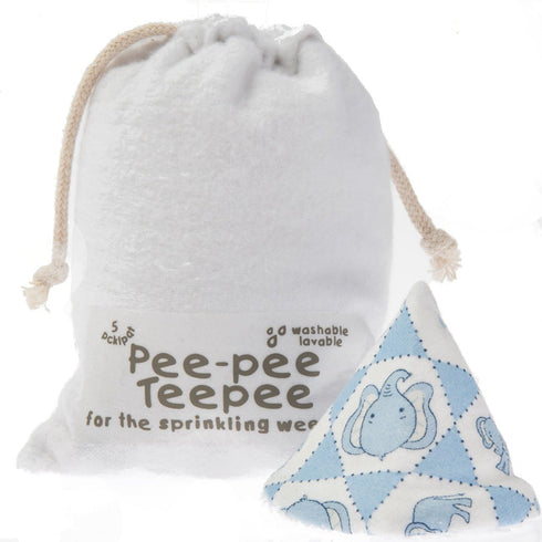 Pee Pee Teepee Elephant Blue with Laundry Bag 5 Pieces Baby boy Pee Shield Babyboy Essentials peepeeeteepee Baby boy Teepee Pee Shield Pee Covers...
