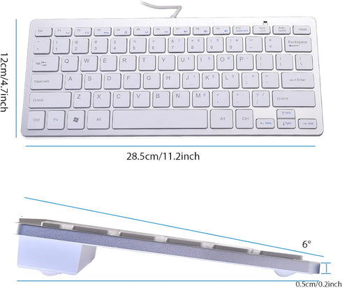 2021 Upgraded PC Computer Laptop Mini USB Wired Keyboard for Mac and Windows 78 Scissor keys Small Super Thin Compact Multimedia Keyboard (Silver)...