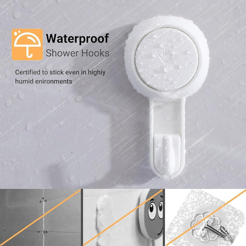 Marchpower Shower Suction Cup Hooks - 4 Pack Reusable Heavy Duty Vacuum Suction Hook for Inside, Waterproof Bathroom Wall Bathtub Loofah Hook, Str...