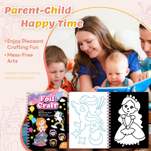 iselyn Art & Craft Activity for Kids, Foil Fun Card Princesses Castle Making Kits, No Mess DIY Creative Activity Supplies Travel Toys Set, Ideal G...