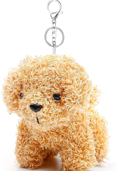 Anboor Small Stuffed Animals—4.8 Inch Cute Puppy Dog Plush Stuffed Animal with Keychain for Party Favors (Light Brown)...