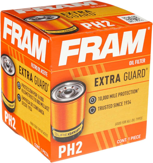 FRAM Extra Guard PH2, 10K Mile Change Automotive Replacement Interval Spin-On Engine Oil Filter for Select Vehicle Models...