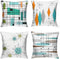Mid Century Pillow Covers 18 x 18 Set of 4 Midcentury Modern Throw Pillow Cover Teal Grid Pillowcase Atomic Stars Bursts Orange Pillow Cases Home ...