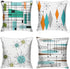 Mid Century Pillow Covers 18 x 18 Set of 4 Midcentury Modern Throw Pillow Cover Teal Grid Pillowcase Atomic Stars Bursts Orange Pillow Cases Home ...
