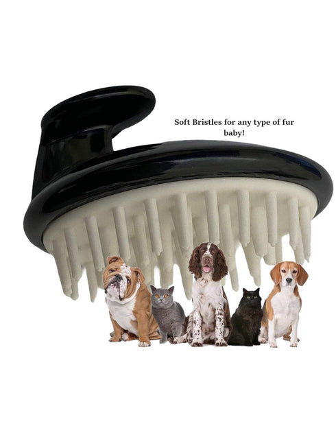 G.B.S Bath Time Silicone Pet Shampoo Brush and Massager, Black...