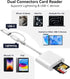 SD Card Reader for iPhone iPad, Oyuiasle Trail Game Camera SD Card Viewer with Dual Slot for MicroSD/SD, Lightening&USBC Dual-Connector Memory Car...