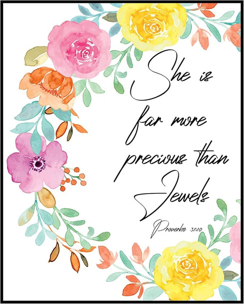 Posterizer 1 pcs-Bible Verse-she is more precious than jewels-Religious Posters-Motivational & Inspirational Art-Gifts for Christians - Gift for D...