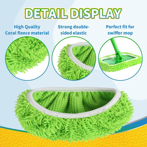 8PCS Reusable Microfiber Mop Pads Washable Wet Pads Compatible with Swiffer Sweeper Refills Pads for Wet & Dry Sweeping Cloths Mop Head Replacemen...