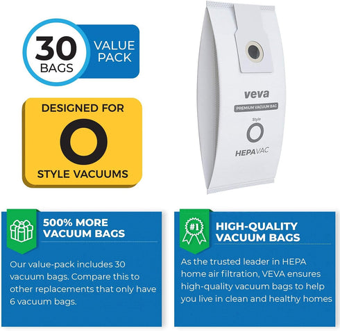 30 Pack Type O 53294 HEPA Vacuum Bags for Kenmore Upright Vacuum Cleaners, Style O, 5068, 50688, 50690, 50105, 53293...