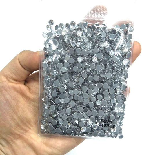 Queenme 1440pcs Clear SS20 Hotfix Rhinestones 20SS Flatback Crystals for Clothes Shoes Crafts Hot Fix 5MM Round Glass Gems Stones Flat Back Iron o...