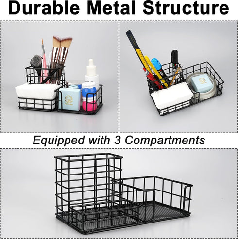 Mesh Pen Holder Office Stationery Storage Box Desk Accessories Storage Bins for Memo Folder Office Supplies Student Desktop or Closet Organizers a...