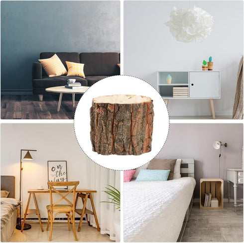 Cabilock Wood Flower Container Bark Flower Pot Small Wooden Bucket Barrel Planters Rustic Flower Planters for Indoor Home Decor Small Plants Holde...