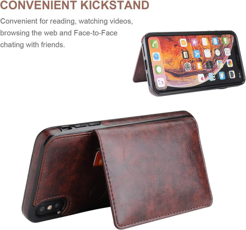 KIHUWEY Compatible with iPhone Xs Max Wallet Case with Credit Card Holder, Leather Kickstand Durable Shockproof Protective Hidden Magnetic Closure...