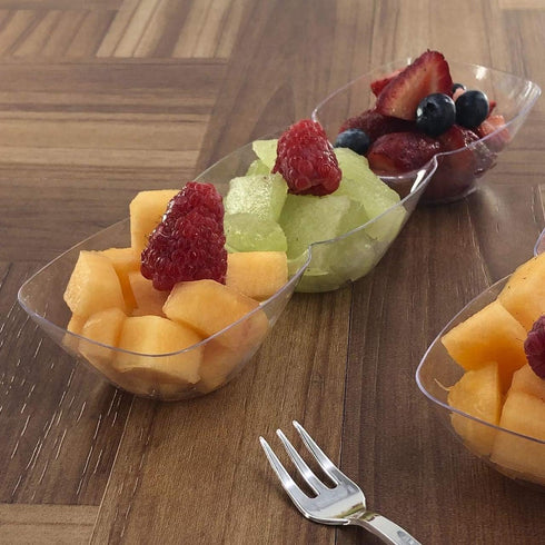 Kaya Premium Clear Rectangular 3-Hole Mini Disposable Plastic Bowls (Pack of 10) - Elegant, Durable & Ideal for Parties - Perfect for Appetizers &...