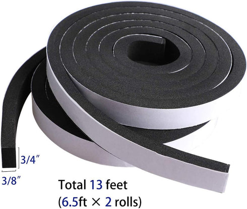 High Density Foam Tape Waterproof Sealing Strip CR Strips Neoprene Single-sided Adhesive EVA Seal 3/4in X 3/8in X 13Ft...