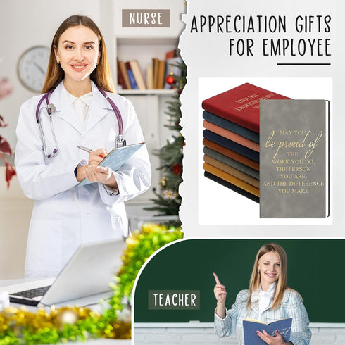 10 Pack Appreciation Gift for Employee A6 Leather Notebook Staff CNA Student Teacher Thank You Gift Inspirational Journal Bulk Gift for Graduation...