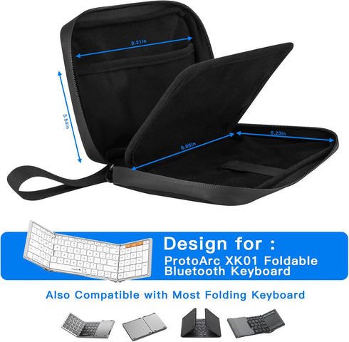 Travel Case Compatible with ProtoArc XK01 Full-Size Foldable Bluetooth Keyboard, Keyboard Storage Bag with Mesh Pouch for Folding Wireless Portabl...