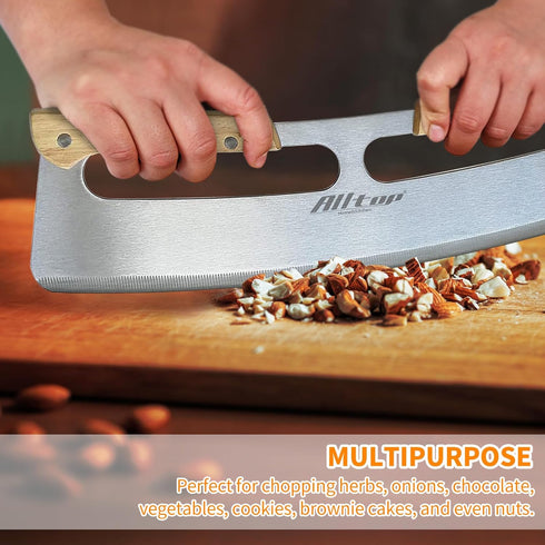 ALLTOP Pizza Cutter Rocker,Stainless Steel Blade Knife With Double Wooden Handle & Plastic Cover, Large Pizza Slicer/Chopper, Essential Kitchen To...