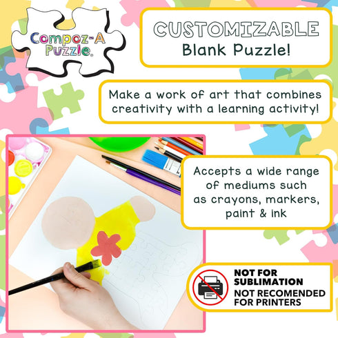 Hygloss Blank Puzzles with Person Shape - 8.5" x 10.5" - 6 Puzzles - Ideal for All-About-Me Activities - Write, Draw, and Decorate Your Own Jigsaw...