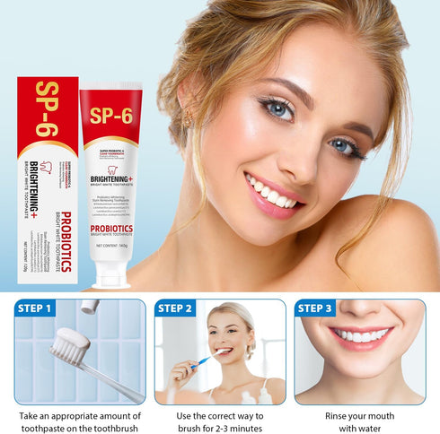 Sp-6 Ultra Whitening, Sp 6 Toothpaste, Ultra Whitening Toothpaste Sp - 6, Probiotic Brightening Toothpaste, Deep Cleaning Care Toothpaste 120g (2P...