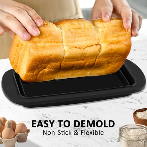 Silicone Bread Loaf Pan with Metal Reinforced Frame, Bread Pans for Homemade Bread, Foldable Loaf Pans, Non-Stick Silicone Baking Pans for Oven, S...