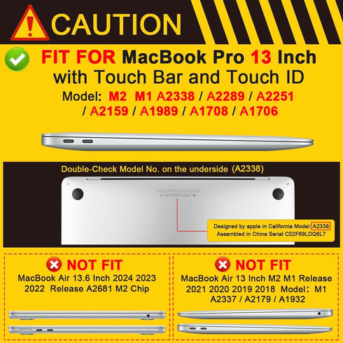 Batianda for MacBook Pro 13 inch Case 2020 2022 Release M2 M1 A2338/A2289/A2251 Model with Touch Bar Rubberized Hard Shell Case Cover with Keyboar...