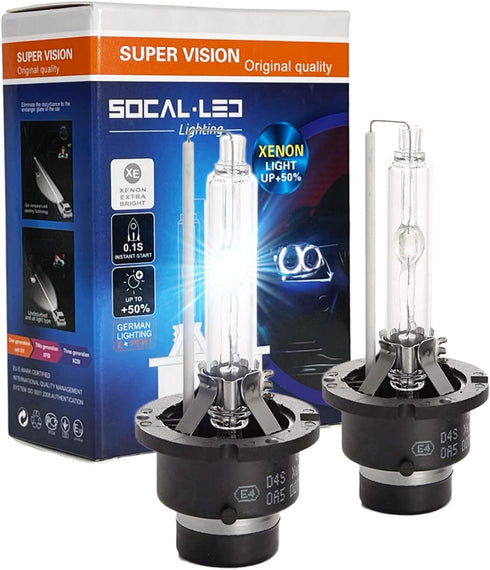 SOCAL-LED LIGHTING D4S 35W Xenon HID Headlight Bulbs - 10000K Deep Blue - 66440 42402 42402WX OEM High Low Beam Direct Replacement - Pack of 2...