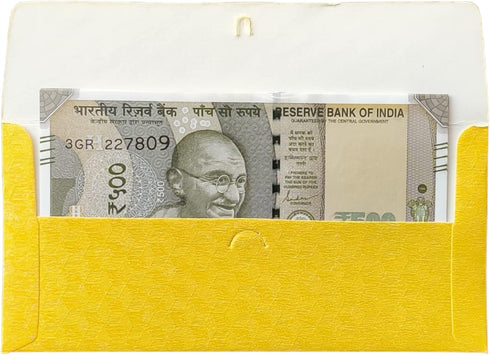 Jhintemetic® - Pack of 25 Matellic Bright-Yellow Colourful Designer Shagun Lifafa/Money Gift Envelope with Golden Ambi for Gifting Money on Weddin...