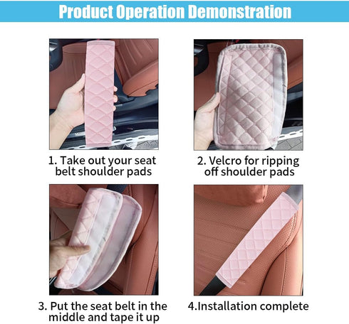 2PCS Universal Car Seatbelt Strap Cover, Long Crystal Velvet Shoulder Pad Cover Kit for Adults and Children, Helps Avoid Friction on Shoulder and ...