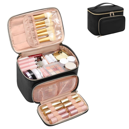 OCHEAL Makeup Bag, Multifunctional Make Travel Bag with Zipper Pouch Cute Makeup Bag Organizer for Women Girls Large Cosmetics Toiletry Brushes St...