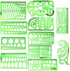 11 Piece Geometric Drawing Template Measuring Ruler, Transparent Green Plastic Ruler with Portable Plastic Bag for, for Studying, Designing and Bu...
