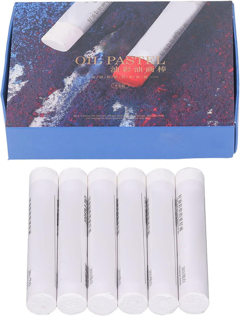 White Oil Pastels, 6Pcs Soft Oil Sticks Set Vibrant Creamy Crayons Drawing Pen Painting Stationery Single Color Art School Supplies Professional A...