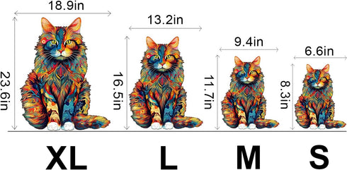 Wooden Puzzles for Adults, Maine Coon Cat (S-80pcs) Wooden Jigsaw Puzzles, Unique Shaped Animal Wood Puzzles, Wooden Animal Puzzles for Adults and...